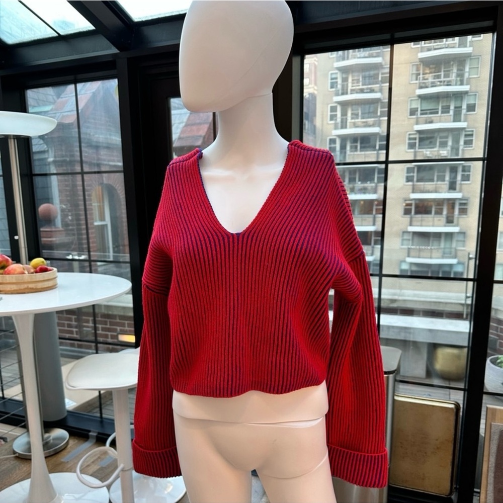 Opening Ceremony Red V-Neck Sweater